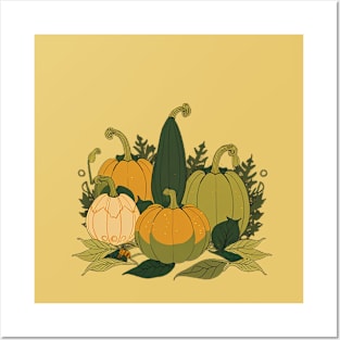 Happy Little Pumpkins and Gourds Posters and Art